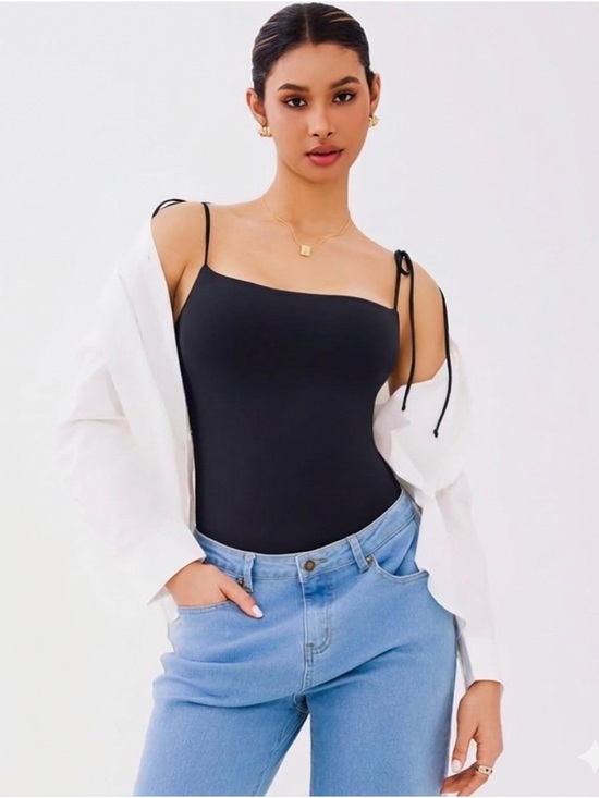 NWT-REORIA Women's Bodysuit Shoulder Strap Bodysuit Sleeveless Outfit - Picture 2 of 8